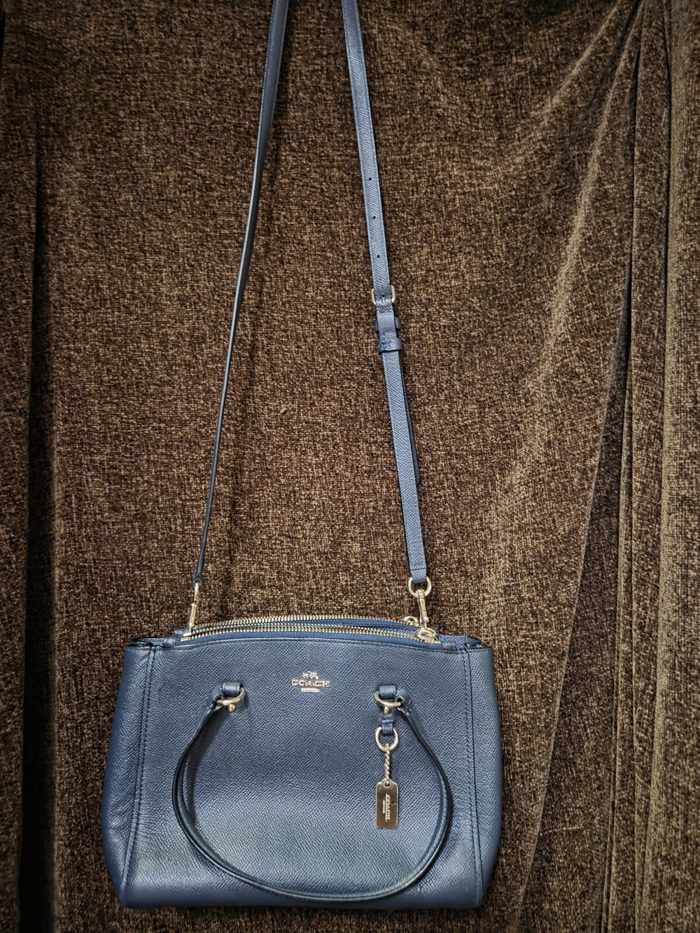 Coach Navy Leather Crossbody Satchel